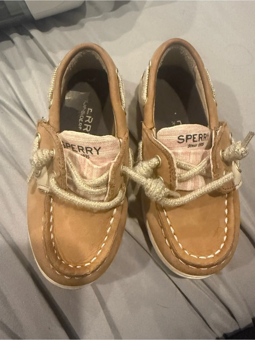 Sperry Girls Chestnut/Tan Moccasin Boat Shoes
